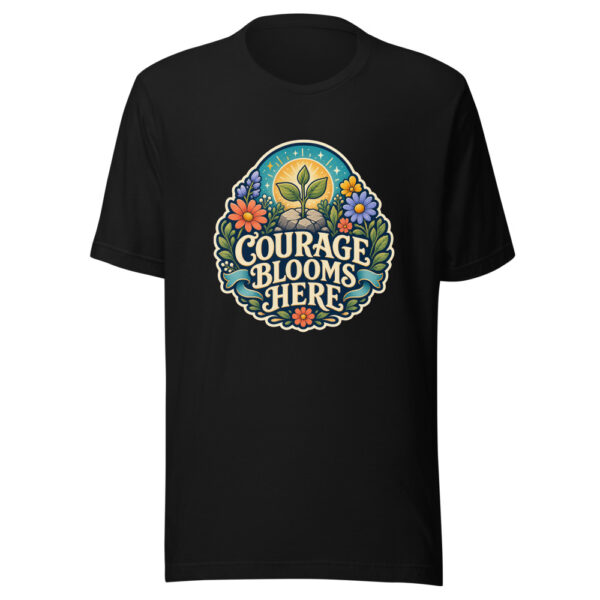 COURAGE BLOOMS HERE Heartbeat-20260624-codex-fallback Graphic Tee mockup 3 COURAGE BLOOMS HERE Heartbeat-20260624-codex-fallback Graphic Tee mockup 3