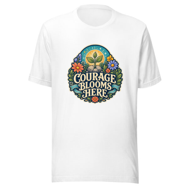 COURAGE BLOOMS HERE Heartbeat-20260624-codex-fallback Graphic Tee mockup 4 COURAGE BLOOMS HERE Heartbeat-20260624-codex-fallback Graphic Tee mockup 4