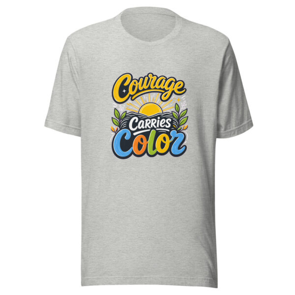 Courage Carries Color Graphic Tee mockup 5