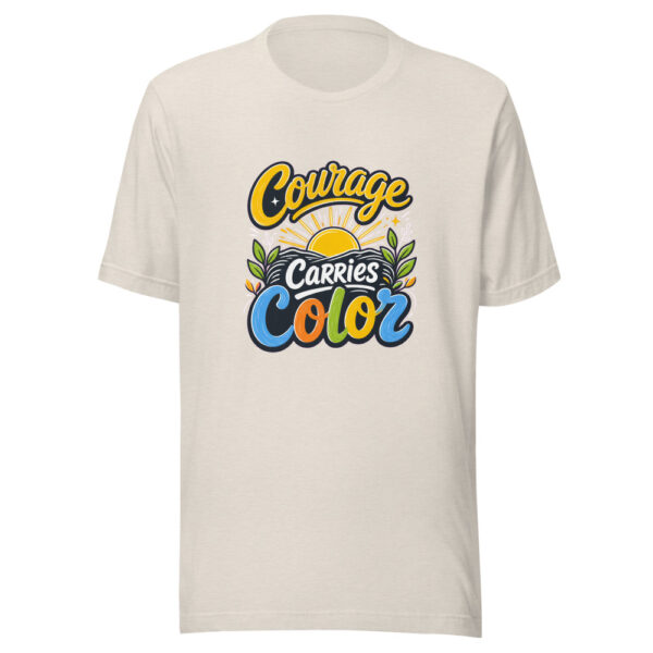 Courage Carries Color Graphic Tee mockup 8