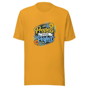 Progress Over Perfect Graphic Tee mockup 1 Progress Over Perfect Graphic Tee front view