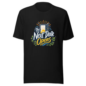 the-next-door-opens-evergreen-shirt-design-manual-the-next-door-opens-ev-mockup-1 The Next Door Opens Graphic Tee