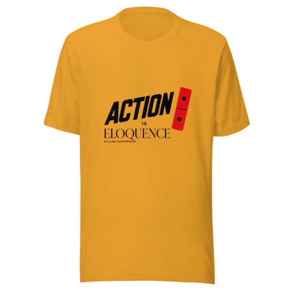 Action Is Eloquence - William Shakespeare Action-is-eloquence-shakespeare Graphic Tee mockup 1 Action Is Eloquence - William Shakespeare Action-is-eloquence-shakespeare Graphic Tee front view