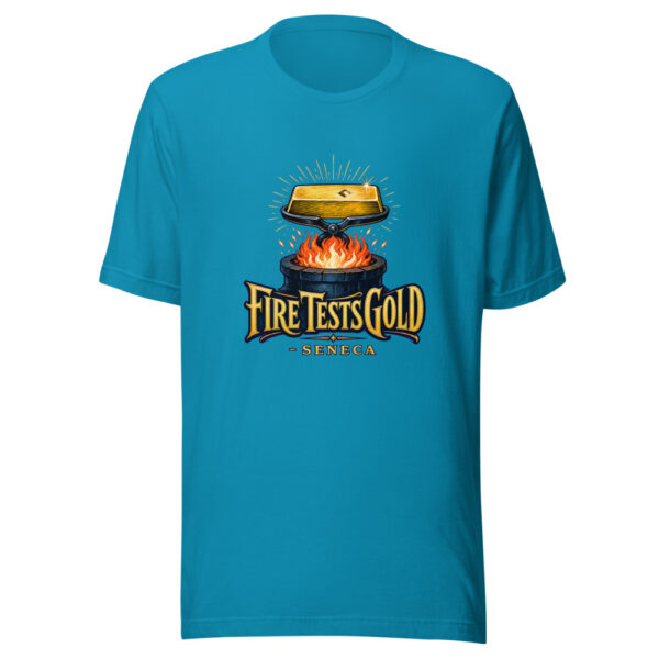 Fire Tests Gold - Seneca Graphic Tee mockup 2 Fire Tests Gold - Seneca Graphic Tee mockup 2