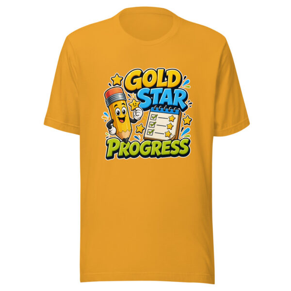 Gold Star Progress Graphic Tee mockup 3