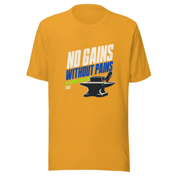No Gains Without Pains — Benjamin Franklin, 1745 Franklin-no-gains-without-pains Graphic Tee mockup 3 No Gains Without Pains — Benjamin Franklin, 1745 Franklin-no-gains-without-pains Graphic Tee mockup 3