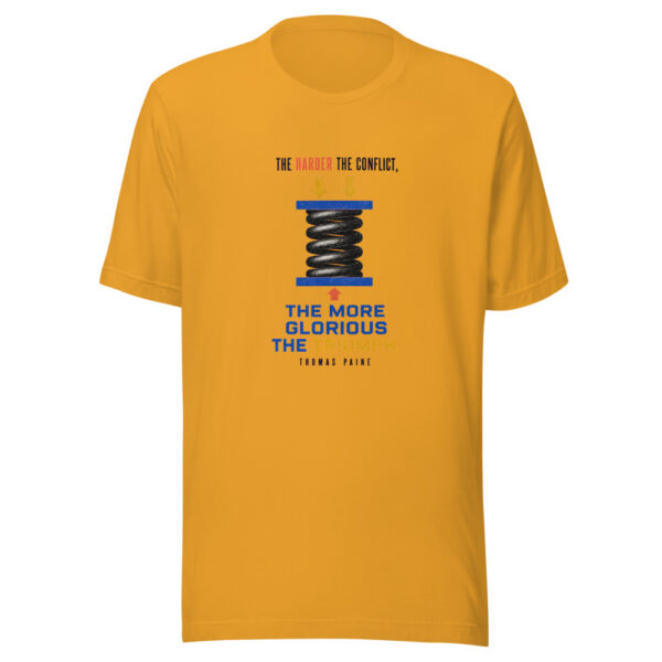 The Harder The Conflict The More Glorious The Triumph - Thomas Paine Harder-conflict-thomas-paine Graphic Tee mockup 1 The Harder The Conflict The More Glorious The Triumph - Thomas Paine Harder-conflict-thomas-paine Graphic Tee front view