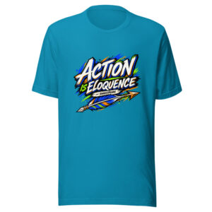 Action Is Eloquence - Shakespeare Graphic Tee mockup 1 Action Is Eloquence - Shakespeare Graphic Tee front view