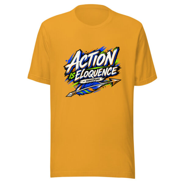 Action Is Eloquence - Shakespeare Graphic Tee mockup 2 Action Is Eloquence - Shakespeare Graphic Tee mockup 2