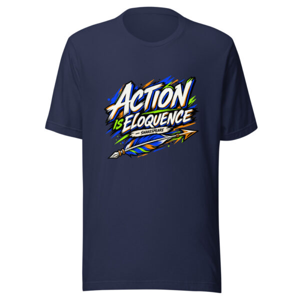 Action Is Eloquence - Shakespeare Graphic Tee mockup 6 Action Is Eloquence - Shakespeare Graphic Tee mockup 6