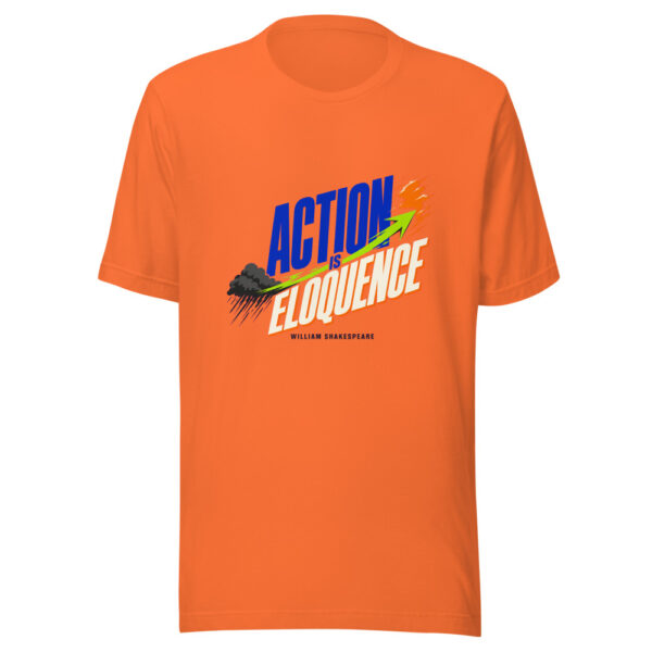 Action Is Eloquence - William Shakespeare Graphic Tee mockup 1 Action Is Eloquence - William Shakespeare Graphic Tee front view