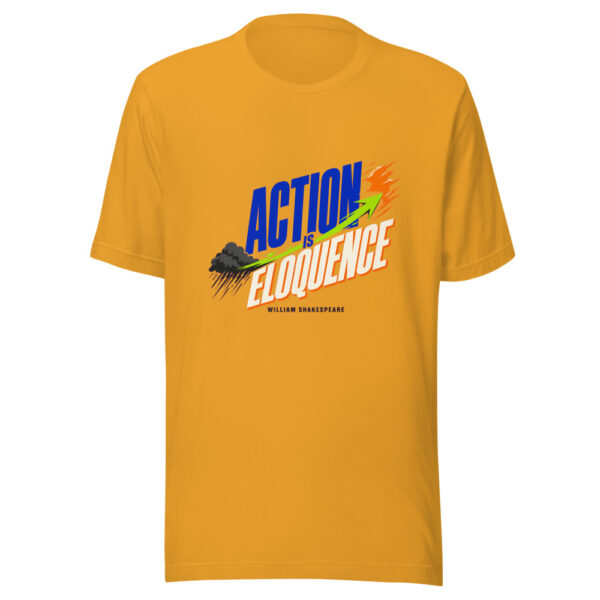 Action Is Eloquence - William Shakespeare Graphic Tee mockup 3 Action Is Eloquence - William Shakespeare Graphic Tee mockup 3