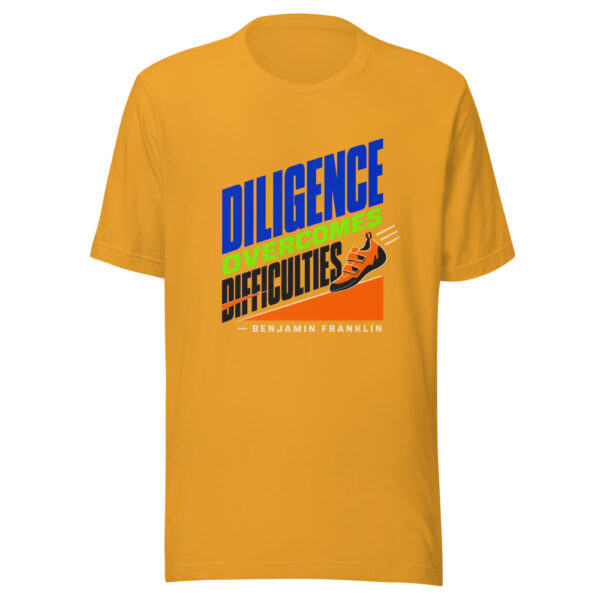 Diligence Overcomes Difficulties — Benjamin Franklin Graphic Tee mockup 1 Diligence Overcomes Difficulties — Benjamin Franklin Graphic Tee front view