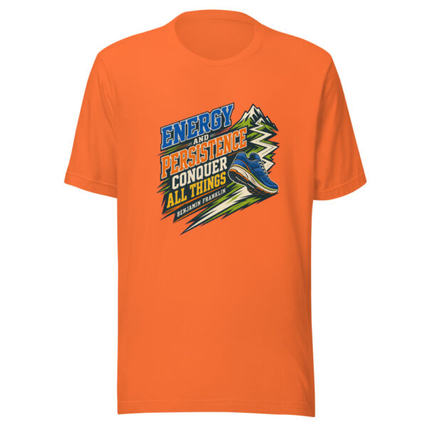 Energy And Persistence Conquer All Things - Benjamin Franklin Graphic Tee mockup 1 Energy And Persistence Conquer All Things - Benjamin Franklin Graphic Tee front view