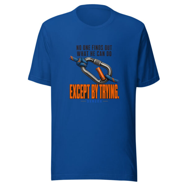 No One Finds Out What He Can Do Except By Trying. — Seneca Tested-by-action Graphic Tee mockup 3 No One Finds Out What He Can Do Except By Trying. — Seneca Tested-by-action Graphic Tee mockup 3