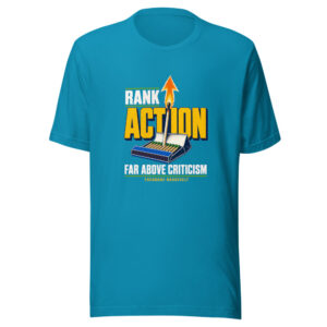 Rank Action Far Above Criticism — Theodore Roosevelt Rank-action Graphic Tee mockup 1 Rank Action Far Above Criticism — Theodore Roosevelt Rank-action Graphic Tee front view