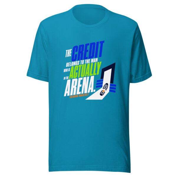 The Credit Belongs To The Man Who Is Actually In The Arena. — Theodore Roosevelt Graphic Tee mockup 2 The Credit Belongs To The Man Who Is Actually In The Arena. — Theodore Roosevelt Graphic Tee mockup 2