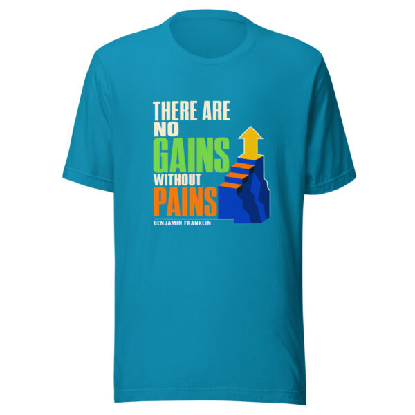 There Are No Gains Without Pains — Benjamin Franklin Franklin-gains-pains Graphic Tee mockup 2 There Are No Gains Without Pains — Benjamin Franklin Franklin-gains-pains Graphic Tee mockup 2