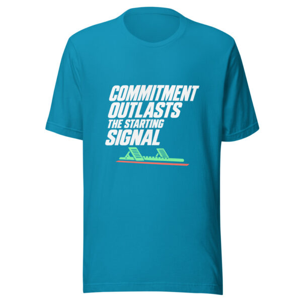 Commitment Outlasts The Starting Signal Graphic Tee mockup 1 Commitment Outlasts The Starting Signal Graphic Tee front view