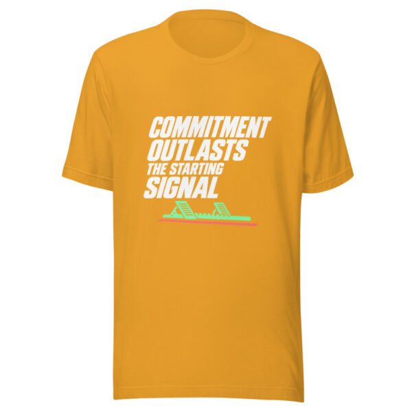 Commitment Outlasts The Starting Signal Graphic Tee mockup 2 Commitment Outlasts The Starting Signal Graphic Tee mockup 2