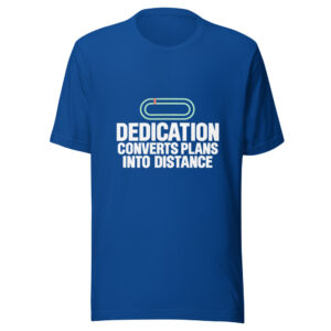 Dedication Converts Plans Into Distance Graphic Tee mockup 1 Dedication Converts Plans Into Distance Graphic Tee front view