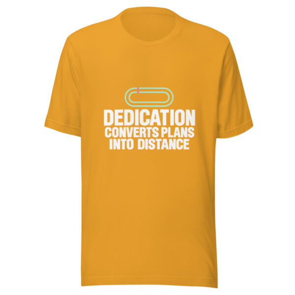 Dedication Converts Plans Into Distance Graphic Tee mockup 3 Dedication Converts Plans Into Distance Graphic Tee mockup 3