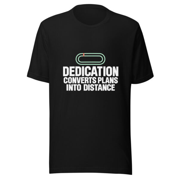 Dedication Converts Plans Into Distance Graphic Tee mockup 4 Dedication Converts Plans Into Distance Graphic Tee mockup 4