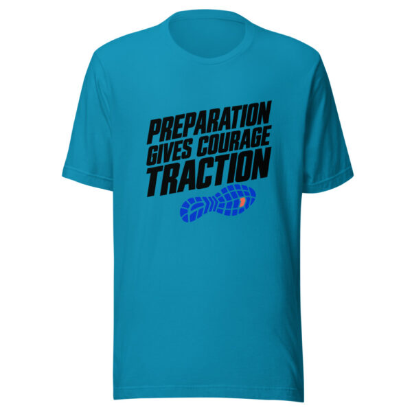 Preparation Gives Courage Traction Graphic Tee mockup 2 Preparation Gives Courage Traction Graphic Tee mockup 2