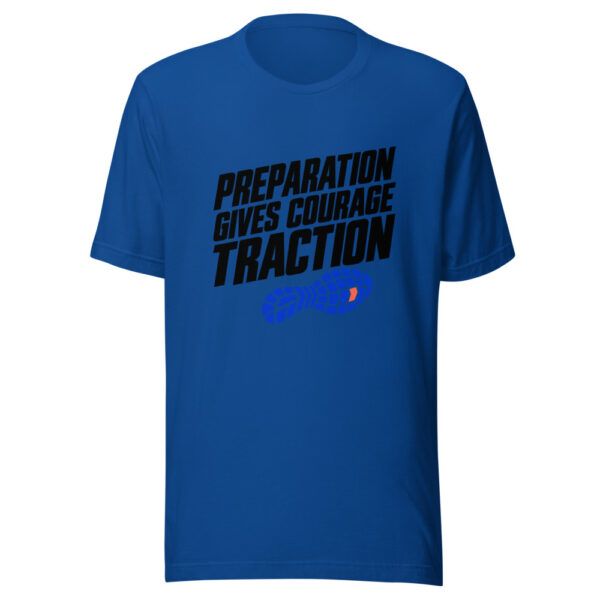Preparation Gives Courage Traction Graphic Tee mockup 3 Preparation Gives Courage Traction Graphic Tee mockup 3