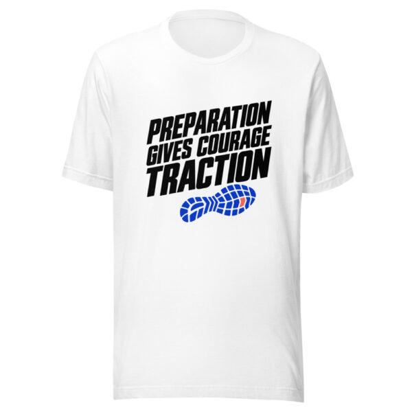 Preparation Gives Courage Traction Graphic Tee mockup 5 Preparation Gives Courage Traction Graphic Tee mockup 5