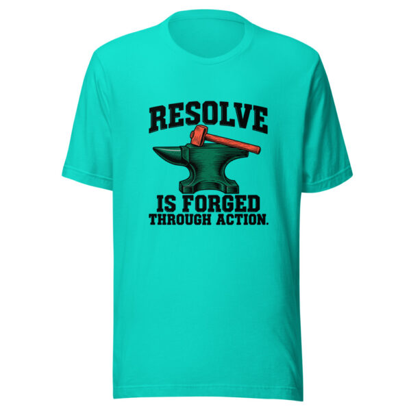 Resolve Is Forged Through Action Graphic Tee mockup 1 Resolve Is Forged Through Action Graphic Tee front view