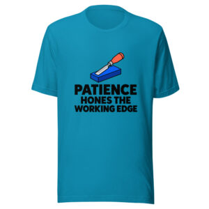Patience Hones The Working Edge Graphic Tee mockup 1 Patience Hones The Working Edge Graphic Tee front view