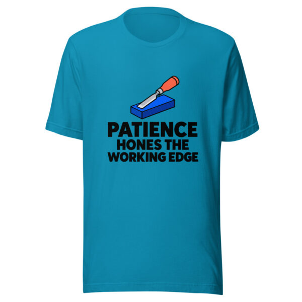 Patience Hones The Working Edge Graphic Tee mockup 1 Patience Hones The Working Edge Graphic Tee front view